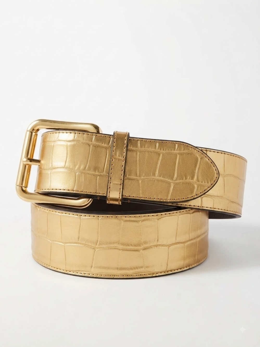 Vintage Ralph Lauren Genuine Leather Gold Croc Embossed Belt LARGE
